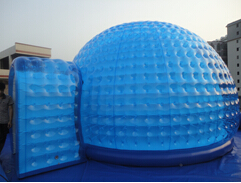 Promotional inflatable igloo dome with tunnel door