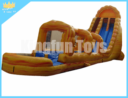 Yellow fire inflatable water slide