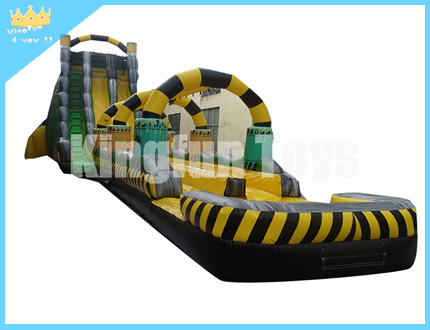 Wet/dry toxic slide with pool